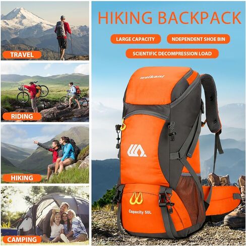 Taeku Hiking Daypack, 50L Waterproof Lightweight Backpack Travel Bag Climbing Backpacks for Outdoor Camping Travel (Black) in Kuwait