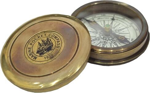 Vintage Compass Replica Nautical Compass Brass Pocket Transit Compass - Robert Frost Poem Rustic Vintage Home Decor Gifts in Saudi Arabia