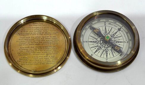 Vintage Compass Replica Nautical Compass Brass Pocket Transit Compass - Robert Frost Poem Rustic Vintage Home Decor Gifts in Saudi Arabia