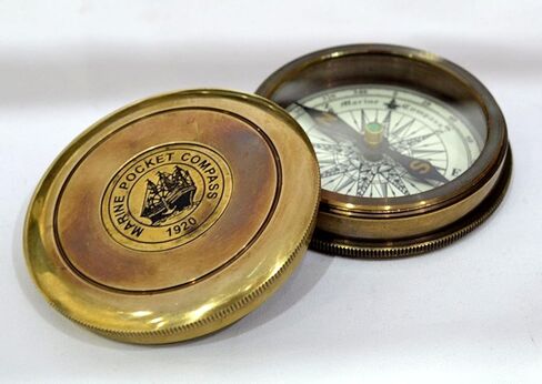 Vintage Compass Replica Nautical Compass Brass Pocket Transit Compass - Robert Frost Poem Rustic Vintage Home Decor Gifts in Saudi Arabia