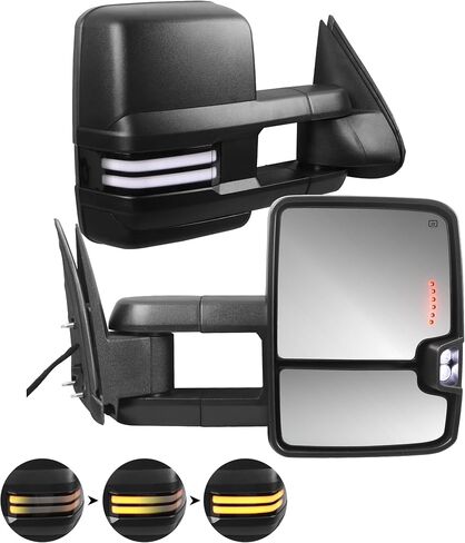 Pair Chrome Power Heated Towing Mirrors Compatible with 07-13 Chevy Silverado Suburban Tahoe GMC Serria Yukon w/Sequential Turn light,Running Light,Clearance Lamp in Saudi Arabia