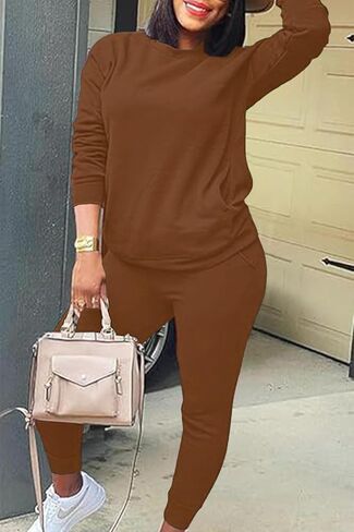 OCEANLUX 2 Piece Outfits Womens Set Sweatsuit Loungewear Basic Shirts Jogger Pant Set Tracksuit Macthing Set in Saudi Arabia