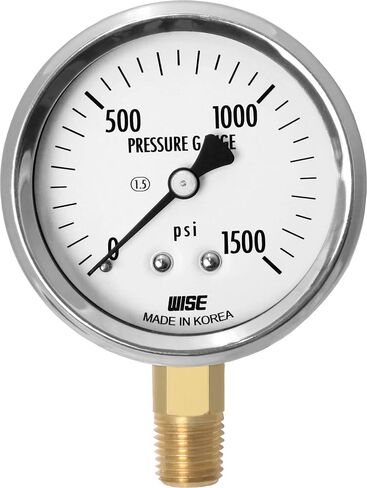 WISE General Service Pressure Gauge P254 63mm(2") Dial, 1/4"NPT(M), Bottom Connection, 0~1500psi (Dry Type), Made in Korea in Saudi Arabia