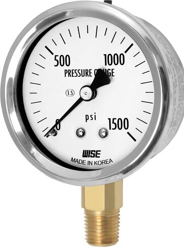 WISE General Service Pressure Gauge P254 63mm(2") Dial, 1/4"NPT(M), Bottom Connection, 0~1500psi (Dry Type), Made in Korea in Saudi Arabia