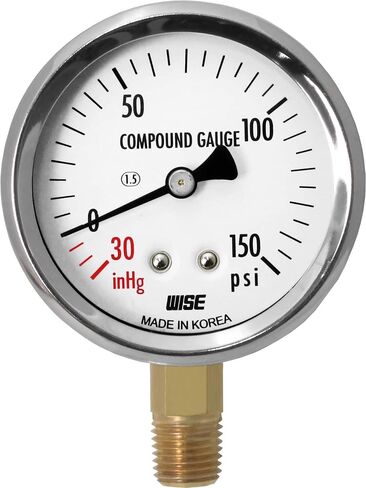 WISE General Service Pressure Gauge P254 63mm(2") Dial, 1/4"NPT(M), Bottom Connection, 0~1500psi (Dry Type), Made in Korea in Saudi Arabia