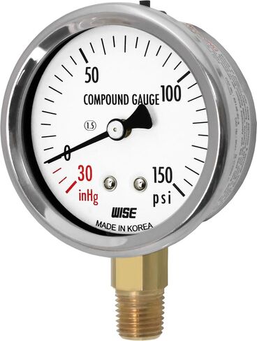 WISE General Service Pressure Gauge P254 63mm(2") Dial, 1/4"NPT(M), Bottom Connection, 0~1500psi (Dry Type), Made in Korea in Saudi Arabia