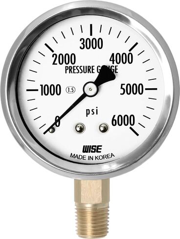 WISE General Service Pressure Gauge P254 63mm(2") Dial, 1/4"NPT(M), Bottom Connection, 0~1500psi (Dry Type), Made in Korea in Saudi Arabia