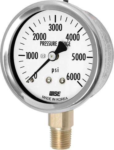 WISE General Service Pressure Gauge P254 63mm(2") Dial, 1/4"NPT(M), Bottom Connection, 0~1500psi (Dry Type), Made in Korea in Saudi Arabia