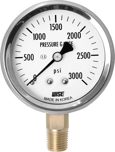 مقياس ضغط الخدمة العامة WISE P254 63 مم (2 بوصة)، قرص 1/4 بوصة NPT(M)، اتصال سفلي، 0 ~ 1500 رطل لكل بوصة مربعة (النوع الجاف)، صنع في كوريا in Kuwait