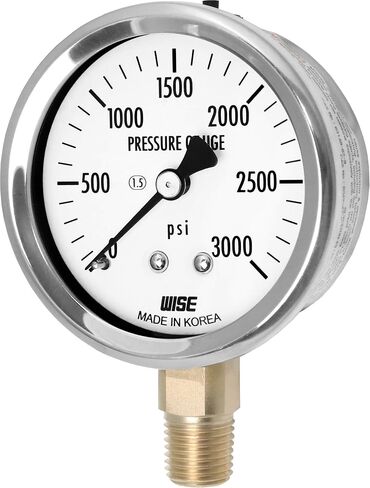 مقياس ضغط الخدمة العامة WISE P254 63 مم (2 بوصة)، قرص 1/4 بوصة NPT(M)، اتصال سفلي، 0 ~ 1500 رطل لكل بوصة مربعة (النوع الجاف)، صنع في كوريا in Kuwait