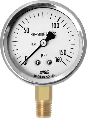 WISE General Service Pressure Gauge P254 63mm(2") Dial, 1/4"NPT(M), Bottom Connection, 0~1500psi (Dry Type), Made in Korea in Saudi Arabia