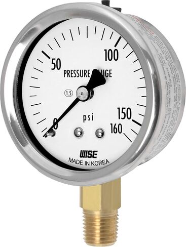 WISE General Service Pressure Gauge P254 63mm(2") Dial, 1/4"NPT(M), Bottom Connection, 0~1500psi (Dry Type), Made in Korea in Saudi Arabia