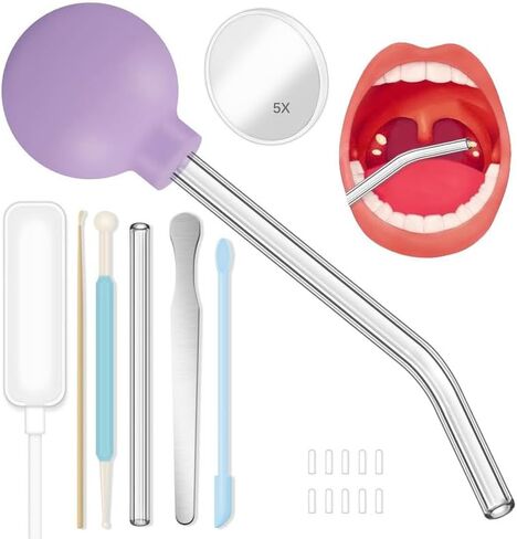 Tonsil Stone Remover Vacuum Tonsil Stone Removal Kit with Light Tongue Depressor-Turquoise in Saudi Arabia
