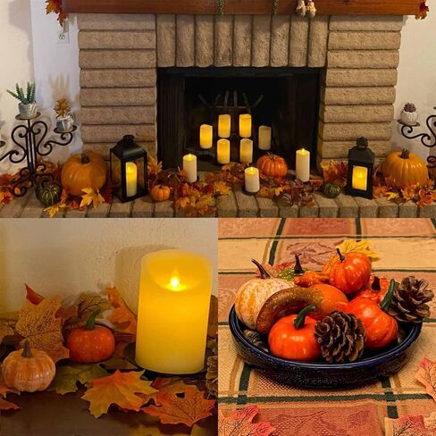 Thanksgiving Artificial Pumpkins, 50 PCS Mini Artificial Pumpkins with Maple Leaves, Pinecones, Acorns, Fall Harvest Decorating Set for Fall Wedding, Halloween, Thanksgiving Table Centerpiece in Saudi Arabia