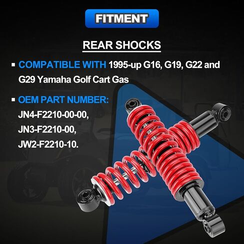 Rear Golf Cart Shock Absorbers Heavy Duty with Springs Compatible with 1995-up Yamaha Gas and Electric G14 G16 G19 G20 G22 G29 Models Replace# JN4-F2210-00, JN3-F2210-00 (RED) in Saudi Arabia