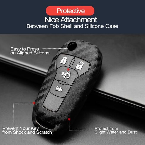 2pcs Compatible with Ford Transit-150 250 350 HD E-Transit Connect Maverick F-150 Lightning F-250 F-350 F-450 F-550 Super Duty F-650 F-750 Ranger Black Key Fob Cover Case Key Chain Holder in Saudi Arabia