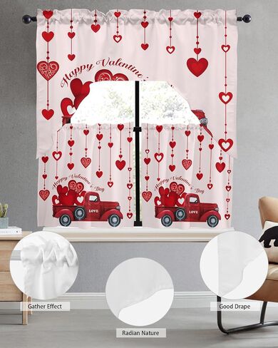 Red Black Plaid Swag Kitchen Curtain Sets with Valance,3 Pieces Rod Pocket Curtain Drapes for Bedroom Living Room Bathroom Cafe,Christmas Farmhouse Rustic Checkered 56''x36''&24''x27.5''x2Panels in Saudi Arabia