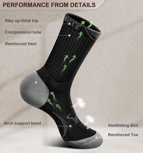 BULLIANT Men Compression Socks, Athletic Active Running Socks for Men Sports Hiking Fishing Cushioned Footbed Arch Support in Kuwait