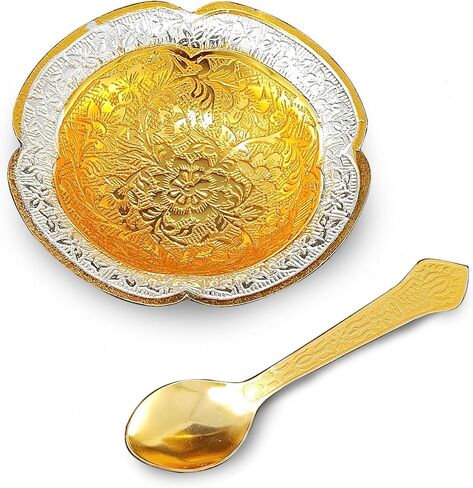 NOBILITY Bowl Spoon Set Silver Plated Light Weight with Red Box Diwali Christmas Eid Wedding Return Friends Family Corporate Home Decoration Gift Items Dessert Dry Fruits Serving Gifts in Saudi Arabia