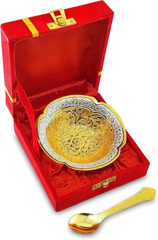 NOBILITY Bowl Spoon Set Silver Plated Light Weight with Red Box Diwali Christmas Eid Wedding Return Friends Family Corporate Home Decoration Gift Items Dessert Dry Fruits Serving Gifts in Saudi Arabia