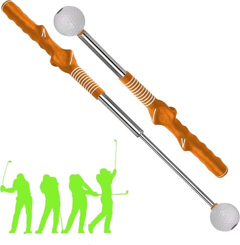Retractable Golf Swing Trainer - Right-Handed Grip & Swing Aid for Warm-Up, Indoor Practice, Strength & Tempo Training - Ideal Golf Accessories for Chipping and Hitting in Saudi Arabia
