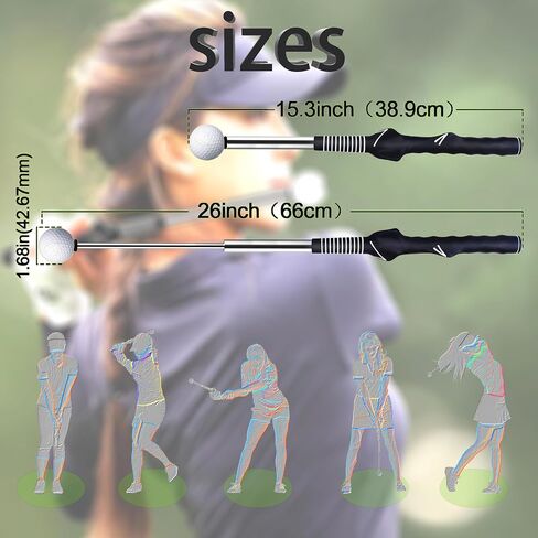 Retractable Golf Swing Trainer - Right-Handed Grip & Swing Aid for Warm-Up, Indoor Practice, Strength & Tempo Training - Ideal Golf Accessories for Chipping and Hitting in Saudi Arabia