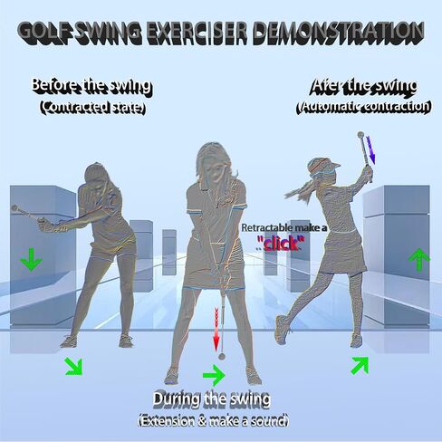 Retractable Golf Swing Trainer - Right-Handed Grip & Swing Aid for Warm-Up, Indoor Practice, Strength & Tempo Training - Ideal Golf Accessories for Chipping and Hitting in Saudi Arabia