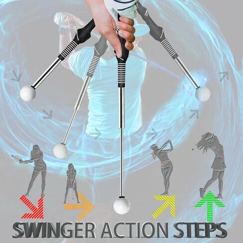 Retractable Golf Swing Trainer - Right-Handed Grip & Swing Aid for Warm-Up, Indoor Practice, Strength & Tempo Training - Ideal Golf Accessories for Chipping and Hitting in Saudi Arabia