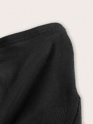 SOLY HUX Women's Mesh Drawstring Split Tube Top Strapless Sleeveless Asymmetrical Hem Summer Tops in Saudi Arabia
