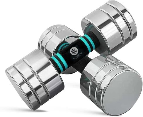 Mc-Core Products Blue McCore Adjustable dumbbell set - 11 22 Lbs dumbbells, weights for home or office use, Portable sets, Soft Grip Weight comfort, dumbbells set | Blue Dumb bells in Saudi Arabia