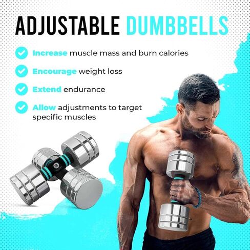 Mc-Core Products Blue McCore Adjustable dumbbell set - 11 22 Lbs dumbbells, weights for home or office use, Portable sets, Soft Grip Weight comfort, dumbbells set | Blue Dumb bells in Saudi Arabia