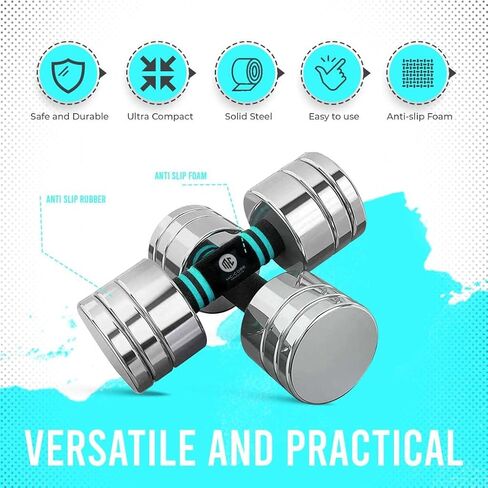 Mc-Core Products Blue McCore Adjustable dumbbell set - 11 22 Lbs dumbbells, weights for home or office use, Portable sets, Soft Grip Weight comfort, dumbbells set | Blue Dumb bells in Saudi Arabia