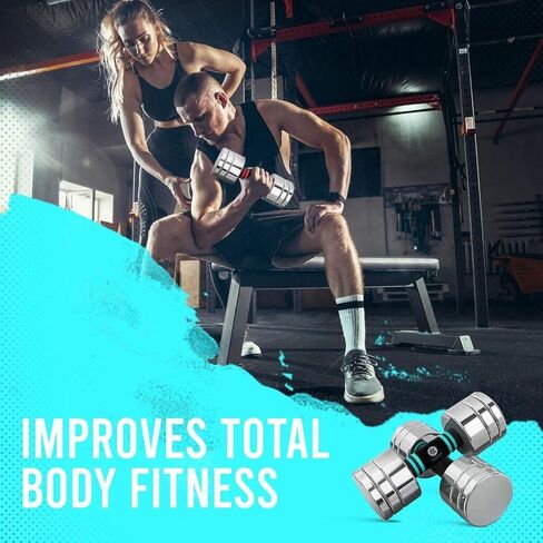 Mc-Core Products Blue McCore Adjustable dumbbell set - 11 22 Lbs dumbbells, weights for home or office use, Portable sets, Soft Grip Weight comfort, dumbbells set | Blue Dumb bells in Saudi Arabia