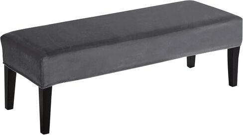 غطاء مقعد طعام مخملي مطاطي من cjc - غطاء مقعد قابل للإزالة مع شريط أنيق قابل للغسل وغطاء كرسي مستطيل لغرفة المعيشة وغرفة النوم والمطبخ (رمادي داكن، مخملي) in Kuwait