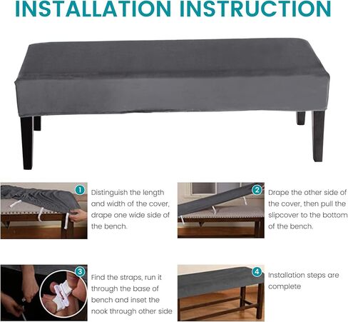 غطاء مقعد طعام مخملي مطاطي من cjc - غطاء مقعد قابل للإزالة مع شريط أنيق قابل للغسل وغطاء كرسي مستطيل لغرفة المعيشة وغرفة النوم والمطبخ (رمادي داكن، مخملي) in Kuwait