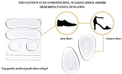 Valentino Garemi Shoe Comfort Kit – Slim Gel Silicone Heel Grips Invisible Support Pad Pressure Side Liners and Rub Relief Dots – Eliminate Walking Discomfort Prevent Feet Blisters Skin Rush in Kuwait