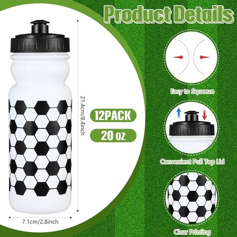 24 Pcs Soccer Party Favors Including 12 Pcs 20 oz Plastic Soccer Water Bottles Bulk 12 Pcs 40"x12" Soccer Cooling Towels Breathable Towel for Soccer Team Gift in Saudi Arabia