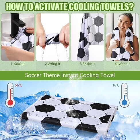 24 Pcs Soccer Party Favors Including 12 Pcs 20 oz Plastic Soccer Water Bottles Bulk 12 Pcs 40"x12" Soccer Cooling Towels Breathable Towel for Soccer Team Gift in Saudi Arabia
