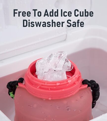 زجاجات مياه قابلة للطي بسعة 68 أونصة مع مصاصة، زجاجة مياه نصف جالون مع علامة وقت تحفيزية، إبريق ماء كبير من السيليكون قابل لإعادة الاستخدام مع مقبض باراكورد للرياضة، في الهواء الطلق (أسود) in Kuwait