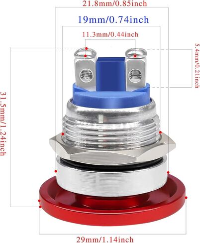 Taiss 2 قطعة 19 مللي متر رأس الفطر لحظة مفتاح بـزر دفع SPST 1NO IP65 مقاوم للماء معدن دفع زر بدء التبديل على إيقاف 5A تيار مستمر 12 فولت 24 فولت 36 فولت التيار المتناوب 110 فولت 250 فولت in Kuwait