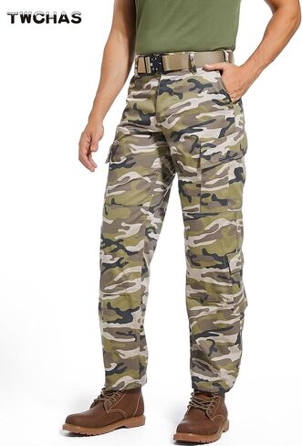 Men’s Tactical Pants, 8 Pockets, Double-Layered Knees, CVC Twill Combat Cargo Pants for Work Hiking Performance in Saudi Arabia