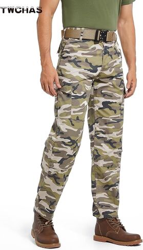 Men’s Tactical Pants, 8 Pockets, Double-Layered Knees, CVC Twill Combat Cargo Pants for Work Hiking Performance in Saudi Arabia