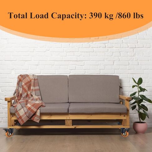 4'' Plate Casters Wheels, Swivel Rolling Castors with Double Brake, Heavy Duty Furniture Locking Wheels, Pack of 4, Total Load 860 Lbs in Saudi Arabia