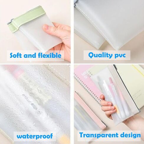 Mesh Pen Bag, 3 Pcs Mesh Zipper Pouch, Multipurpose Clear Pencil Case Organizer Stationery Storage Bag, Clear Zipper Pouches for Office Supplies Cosmetics Makeup Travel Accessories in Saudi Arabia