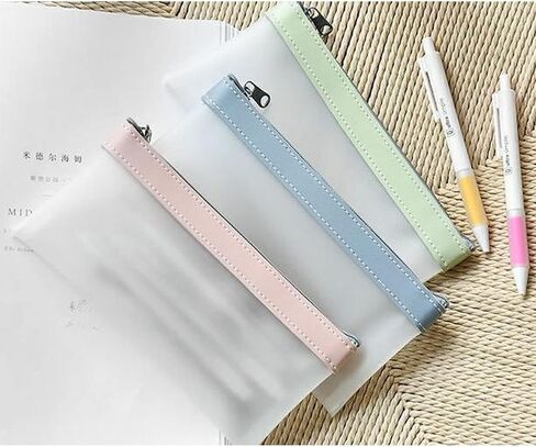 Mesh Pen Bag, 3 Pcs Mesh Zipper Pouch, Multipurpose Clear Pencil Case Organizer Stationery Storage Bag, Clear Zipper Pouches for Office Supplies Cosmetics Makeup Travel Accessories in Saudi Arabia