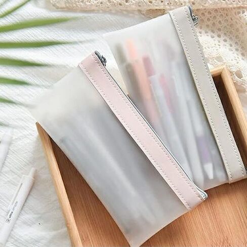 Mesh Pen Bag, 3 Pcs Mesh Zipper Pouch, Multipurpose Clear Pencil Case Organizer Stationery Storage Bag, Clear Zipper Pouches for Office Supplies Cosmetics Makeup Travel Accessories in Saudi Arabia