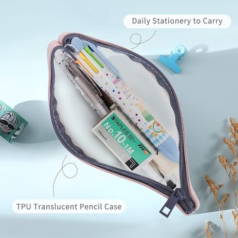 Mesh Pen Bag, 3 Pcs Mesh Zipper Pouch, Multipurpose Clear Pencil Case Organizer Stationery Storage Bag, Clear Zipper Pouches for Office Supplies Cosmetics Makeup Travel Accessories in Saudi Arabia