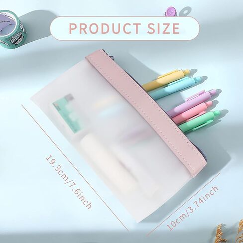 Mesh Pen Bag, 3 Pcs Mesh Zipper Pouch, Multipurpose Clear Pencil Case Organizer Stationery Storage Bag, Clear Zipper Pouches for Office Supplies Cosmetics Makeup Travel Accessories in Saudi Arabia