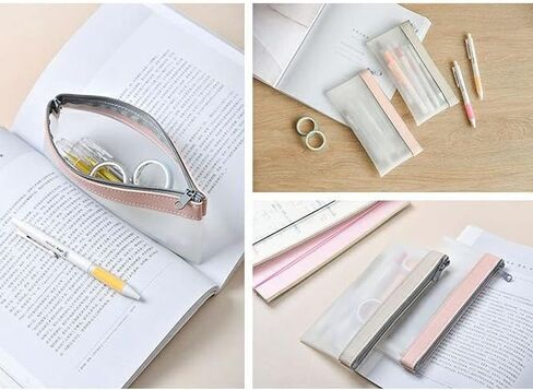 Mesh Pen Bag, 3 Pcs Mesh Zipper Pouch, Multipurpose Clear Pencil Case Organizer Stationery Storage Bag, Clear Zipper Pouches for Office Supplies Cosmetics Makeup Travel Accessories in Saudi Arabia