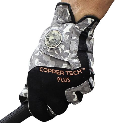 Copper Tech Men's Golf Gloves Left Hand - Camouflage Golf Glove with Ball Marker - Perfect for Summer Golfing - 100% AAA Synthetic Tacky Leather Only (Hand Orientation: Left, XX-Large) in Saudi Arabia